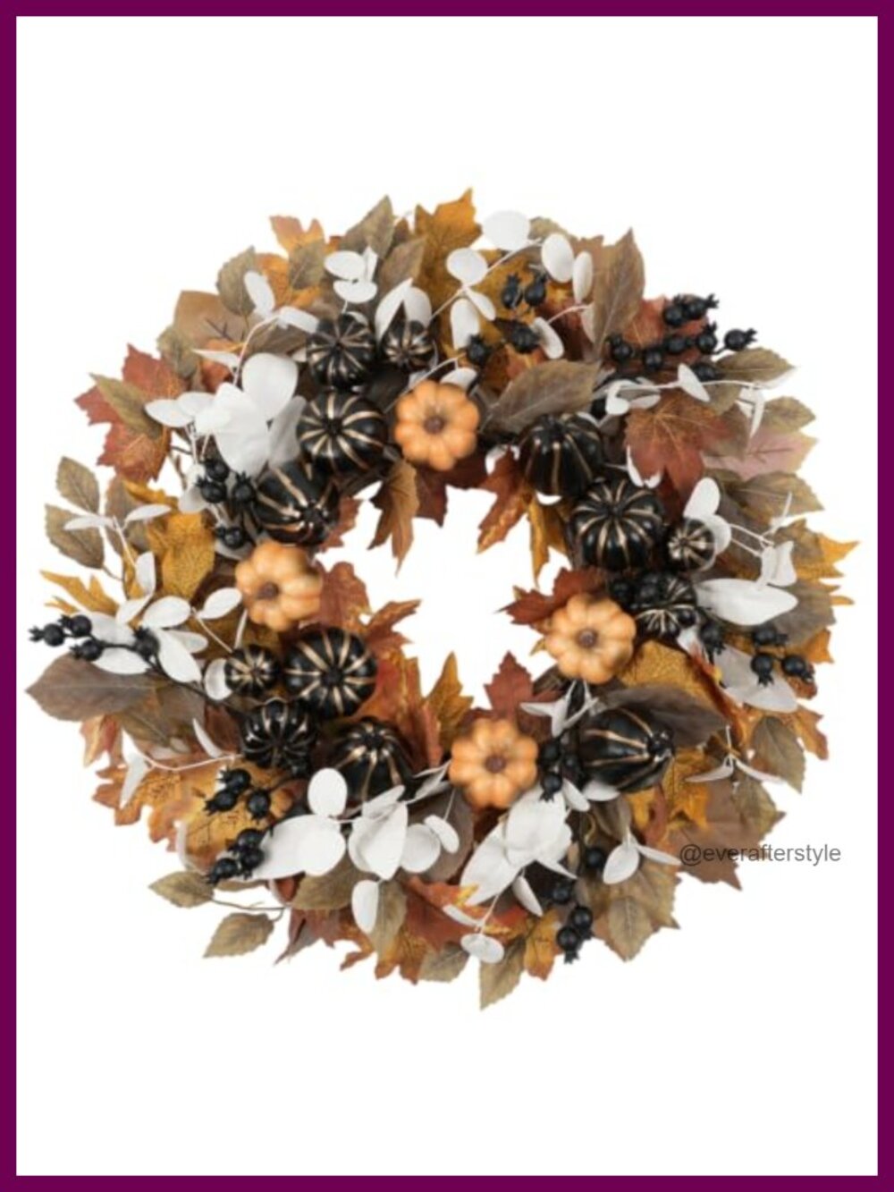 24 Inch Handmade Fall Halloween Pumpkin Wreath Maple Leaves Front Door Decor